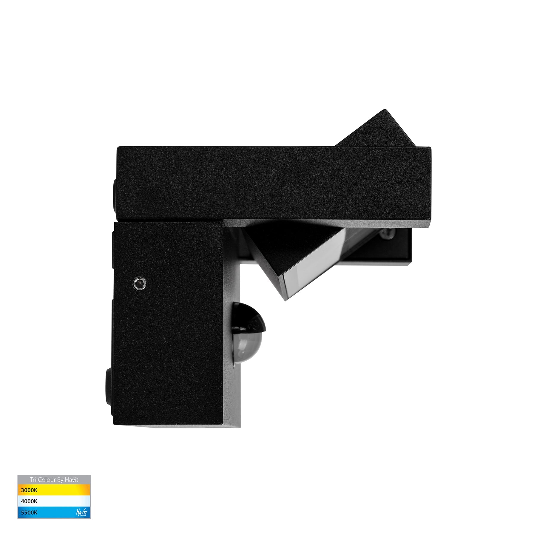 Locu Adjustable LED Floodlight With Sensor 240V 12W 3CCT Black - HV3731T-BLK-PIR
