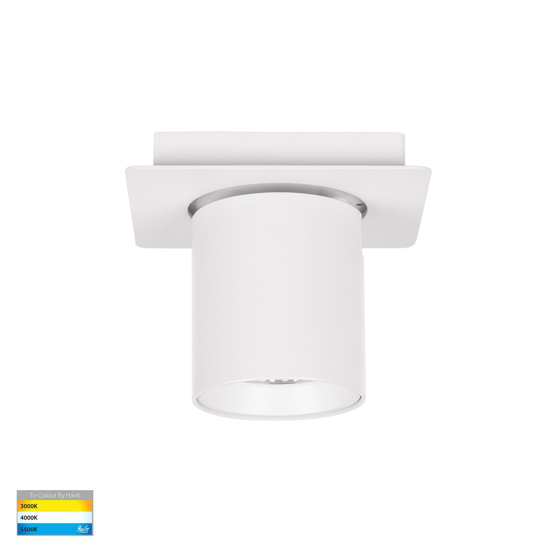 Sbarra LED Single Adjustable Spotlight 8W Tri Colour White - HV4003T-1-WHT