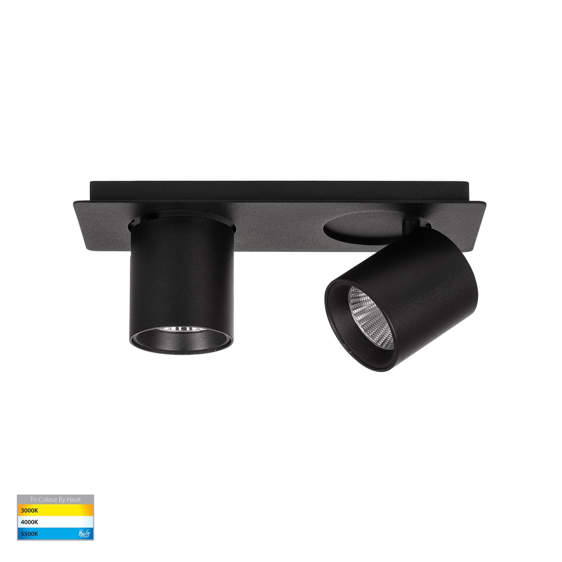 Sbarra LED Double Adjustable Spotlight 8W Tri Colour Black - HV4003T-2-BLK