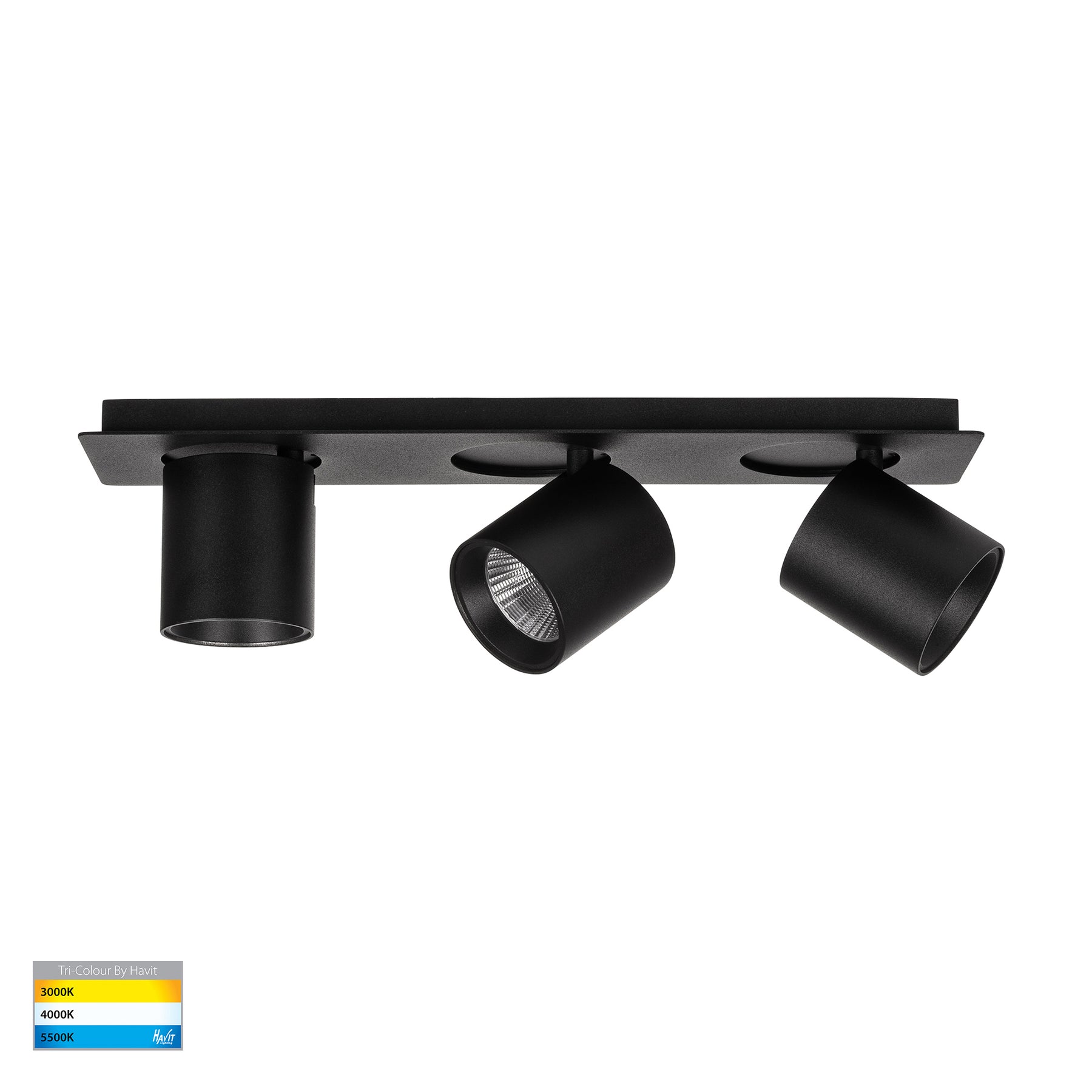 Sbarra LED 3 Light Adjustable Spotlight 8W Tri Colour Black - HV4003T-3-BLK