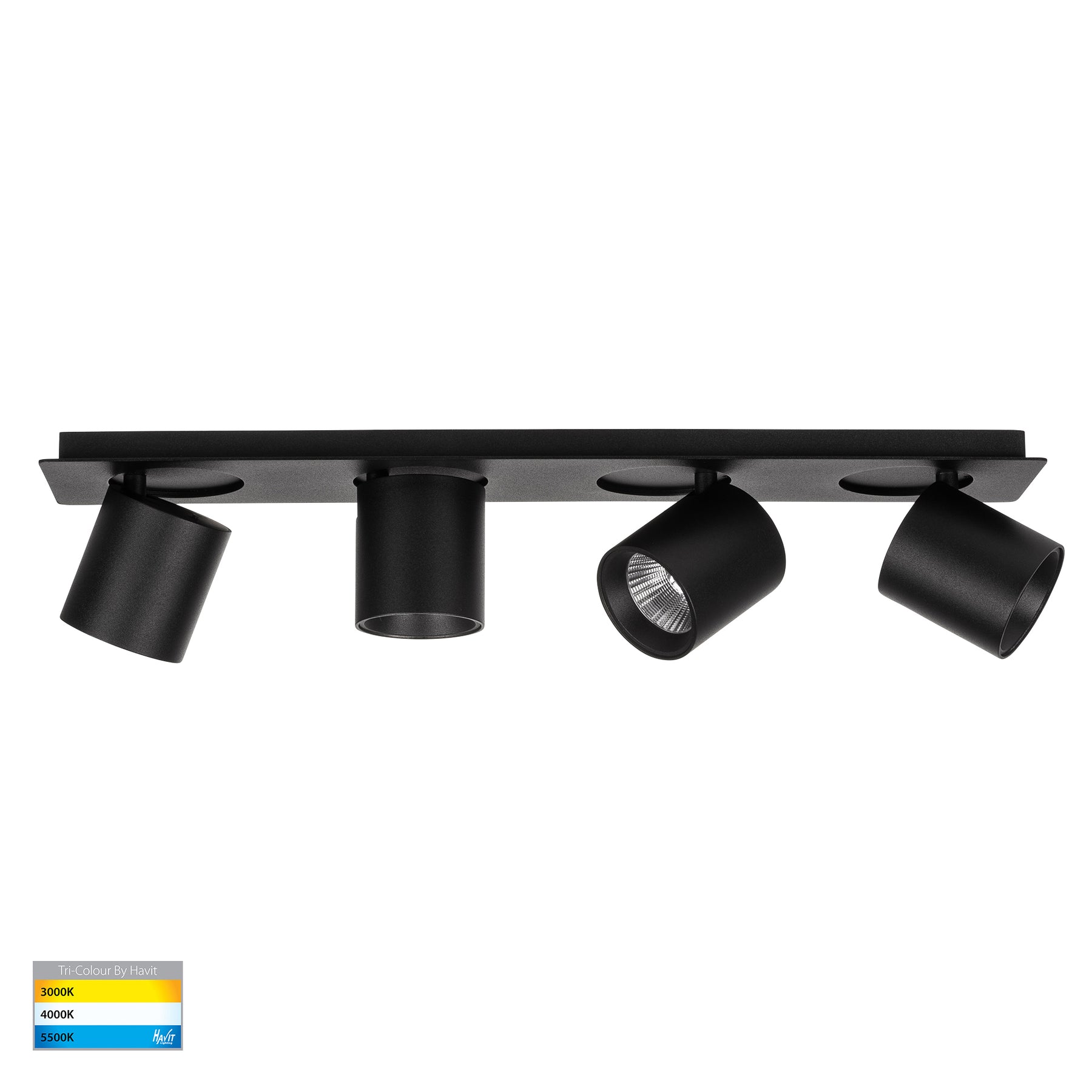 Sbarra LED 4 Light Adjustable Spotlight 8W Tri Colour Black - HV4003T-4-BLK