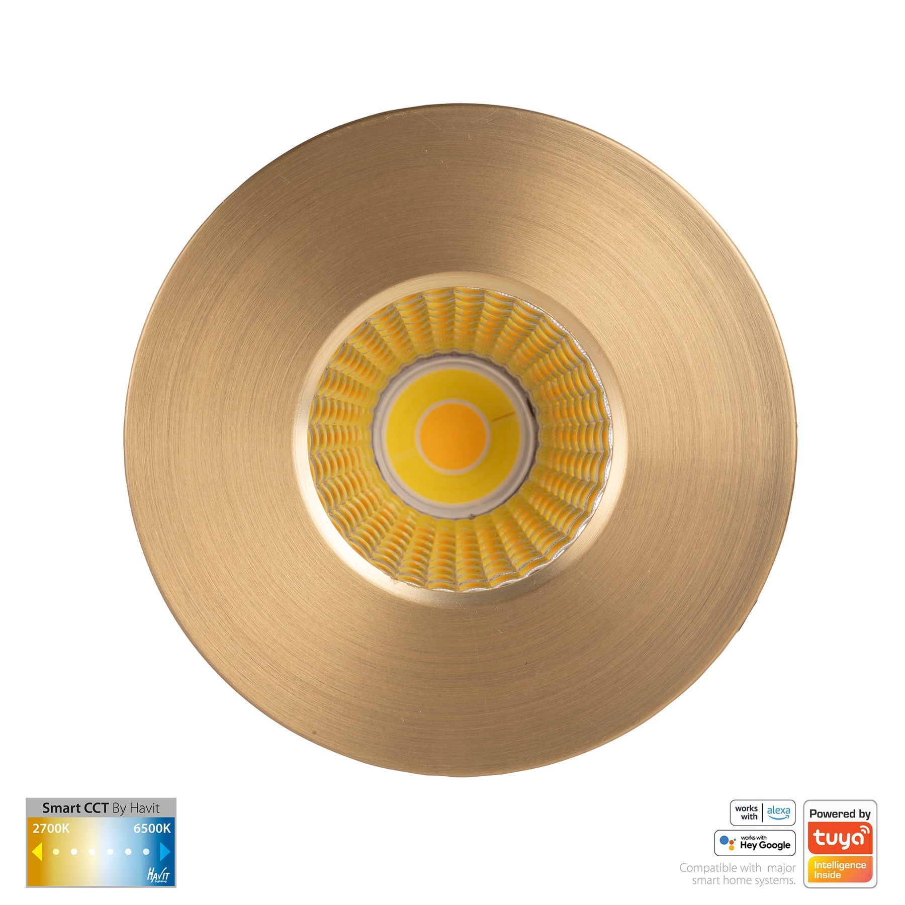 Prime Smart Aluminium Recessed LED Downlight 240V 12W 2CCT Brass - HV5511CCT-BR