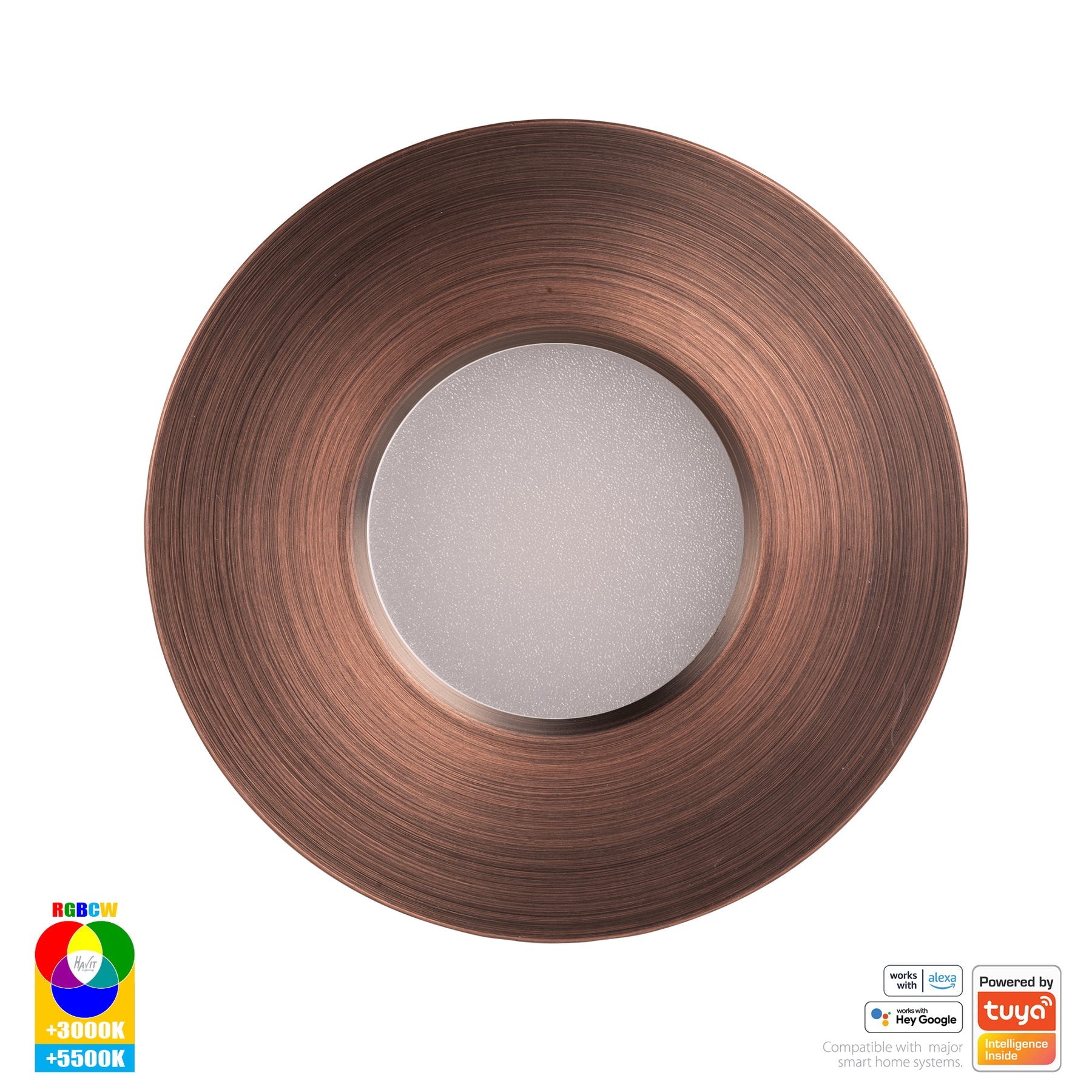 Prime Smart Aluminium Recessed LED Downlight 240V 12W RGBCW Antique Brass - HV5511RGBCW-AB