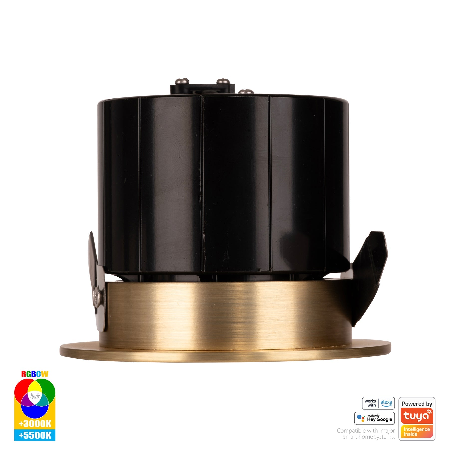 Prime Smart Aluminium Recessed LED Downlight 240V 12W RGBCW Brass - HV5511RGBCW-BR