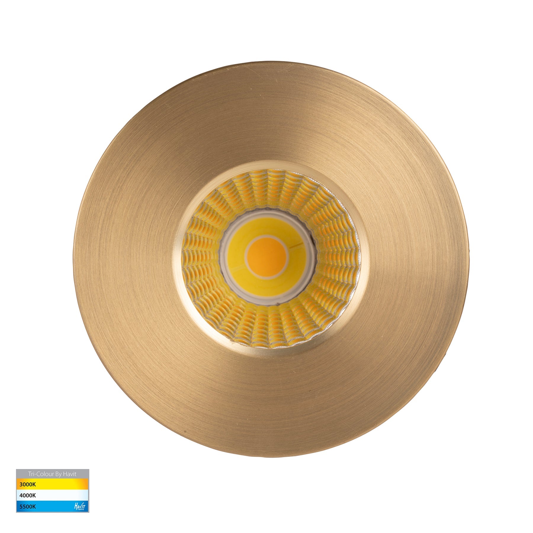 Prime Aluminium Recessed LED Downlight 240V 12W 3CCT Brass - HV5511T-BR