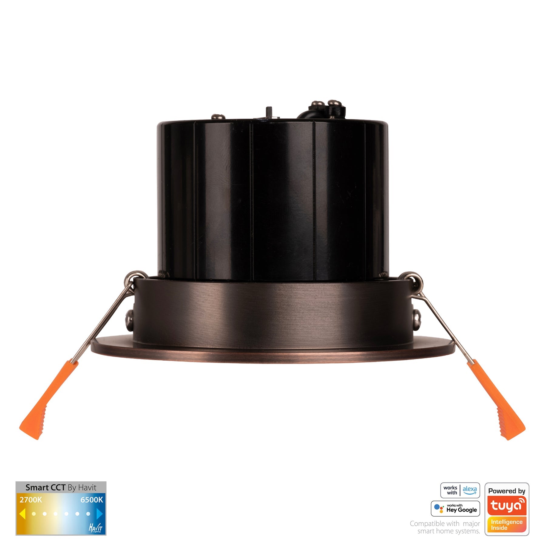 Prime Smart Aluminium Recessed LED Downlight 240V 12W Tilt 2CCT Antique Brass - HV5512CCT-AB