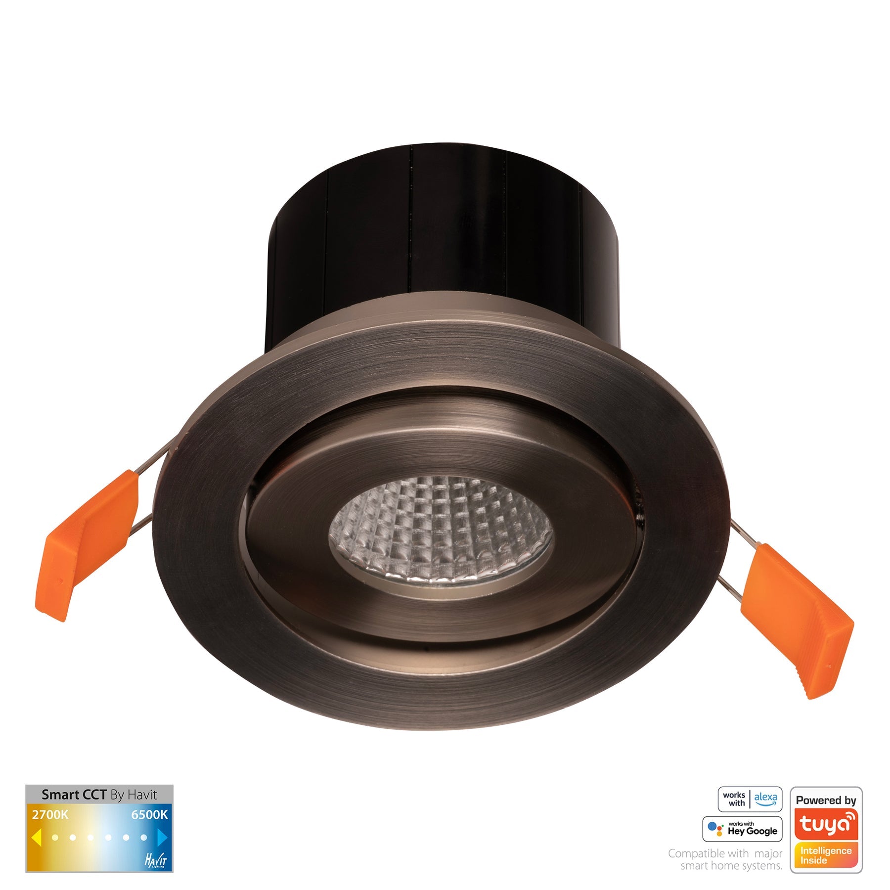 Prime Smart Aluminium Recessed LED Downlight 240V 12W Tilt 2CCT Nickel - HV5512CCT-NK