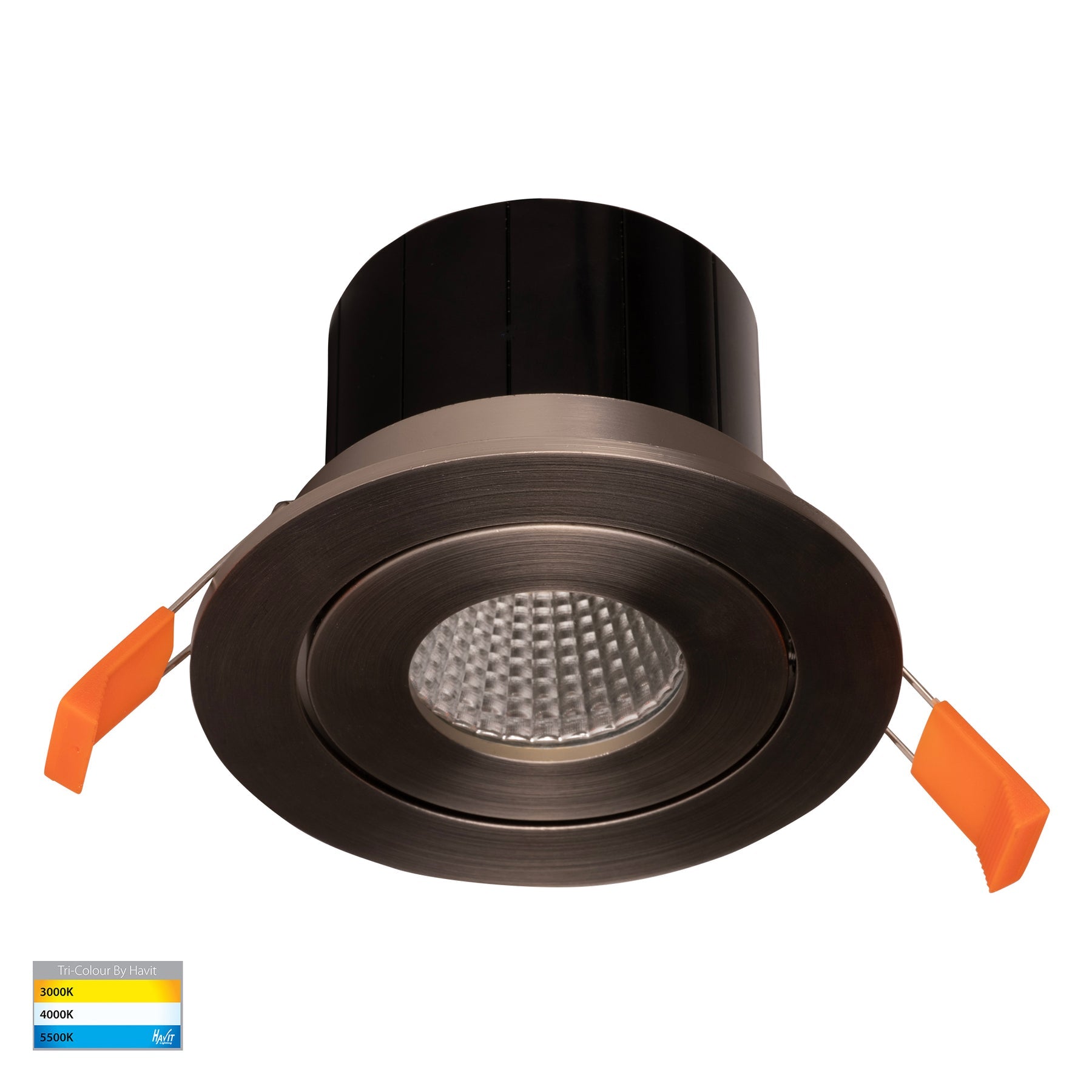 Prime Tilt LED Downlight 12W Tri Colour Nickel - HV5512T-NK