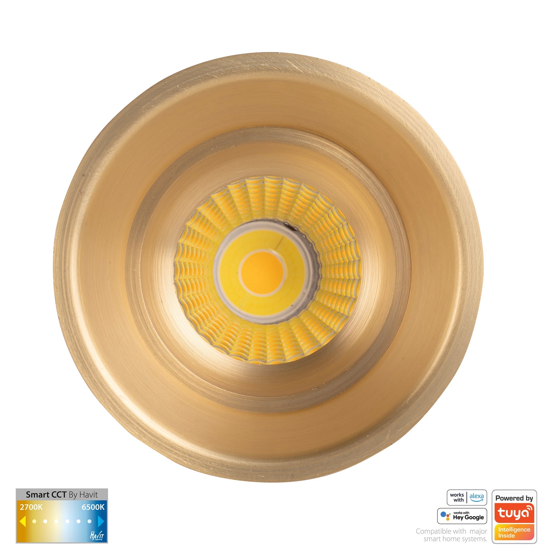 Prime Smart Aluminium Deep Recessed LED Downlight 240V 12W 2CCT Brass - HV5513CCT-BR