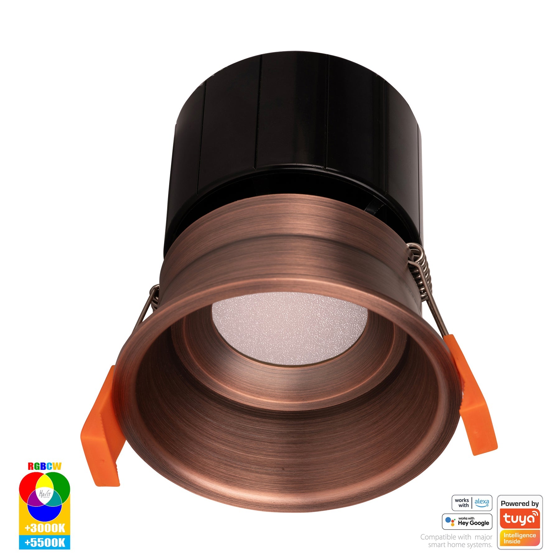 Prime Smart Aluminium Deep Recessed LED Downlight 240V 12W RGBCW Antique Brass - HV5513RGBCW-AB