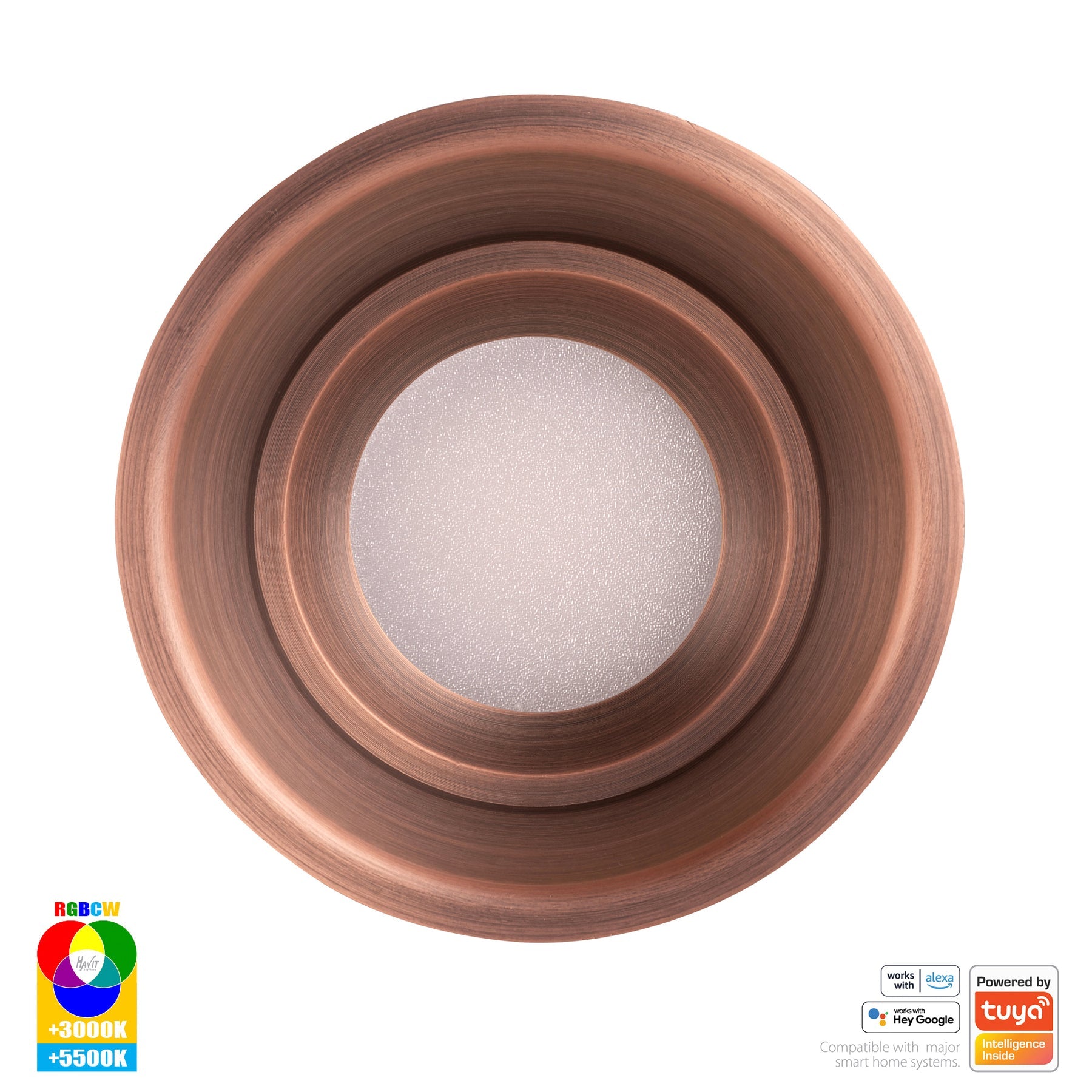 Prime Smart Aluminium Deep Recessed LED Downlight 240V 12W RGBCW Antique Brass - HV5513RGBCW-AB