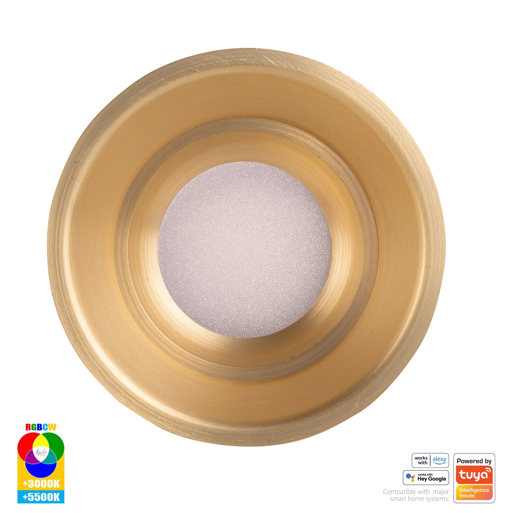 Prime Smart Aluminium Deep Recessed LED Downlight 240V 12W RGBCW Brass - HV5513RGBCW-BR