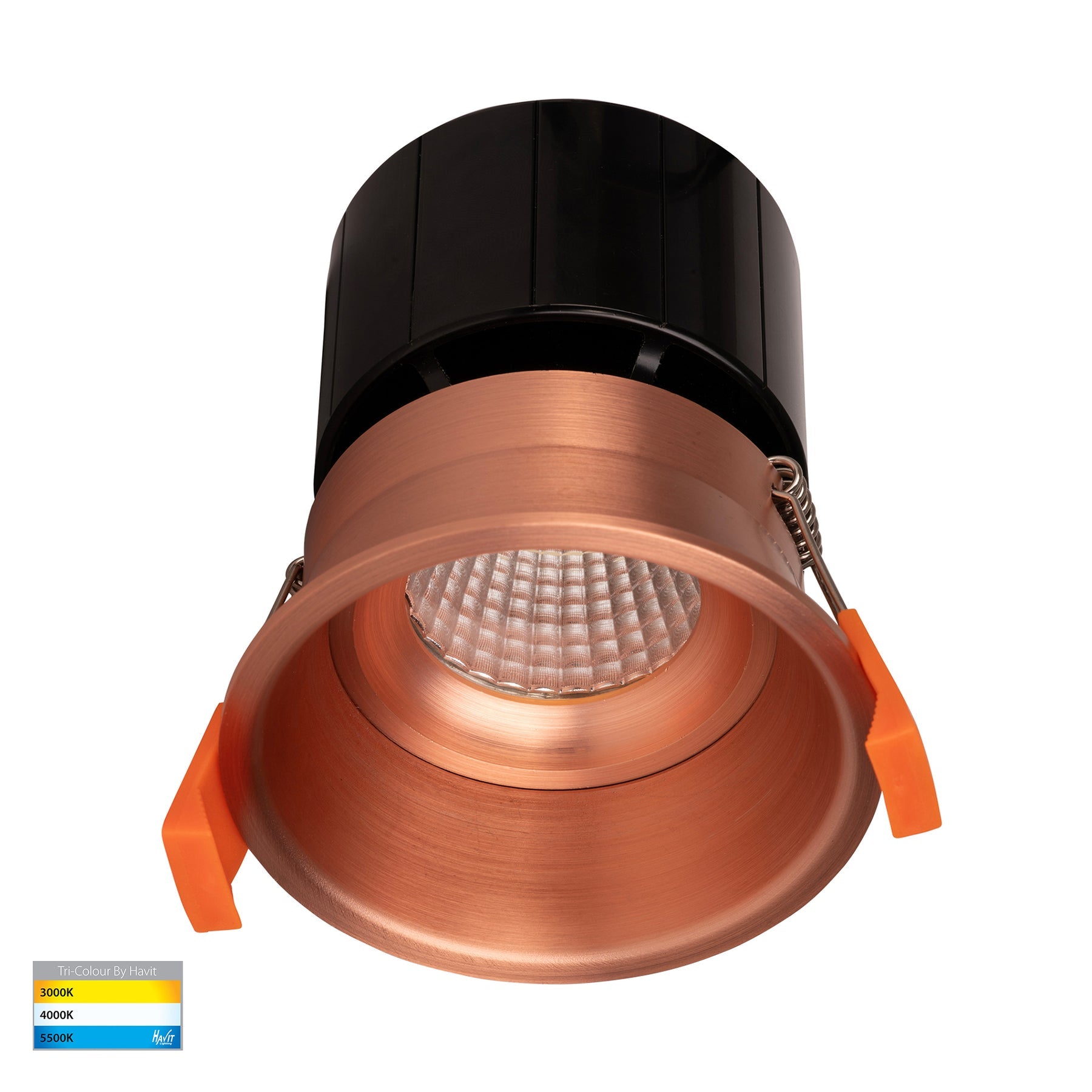 Prime 76mm Fixed Deep LED Downlight 12W Tri Colour Copper - HV5513T-CP