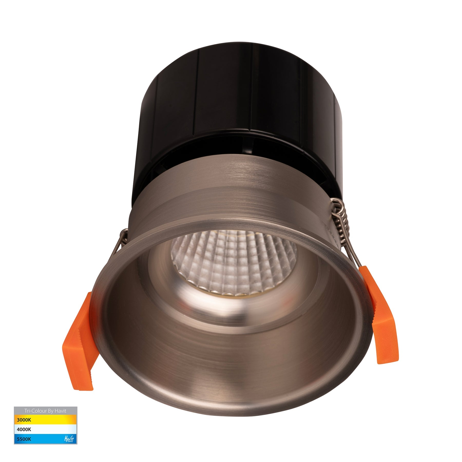 Prime 76mm Fixed Deep LED Downlight 12W Tri Colour Nickel - HV5513T-NK