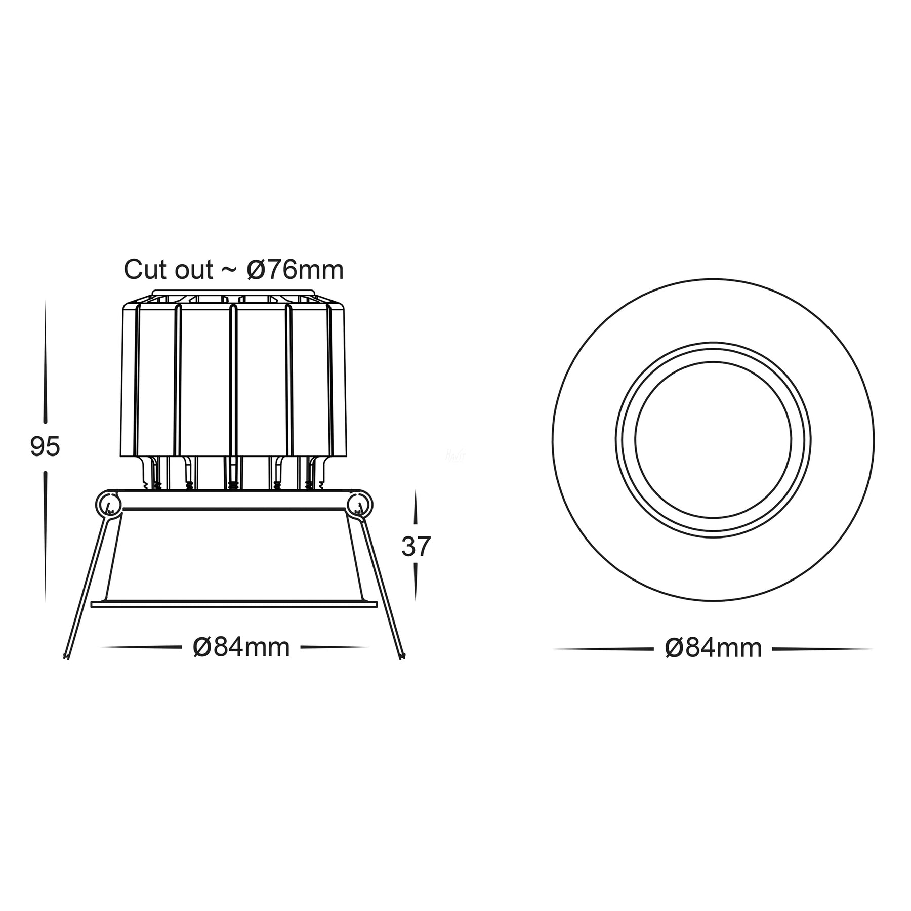 Prime Smart Aluminium Deep Recessed LED Downlight 240V 12W RGBCW Brass - HV5513RGBCW-BR
