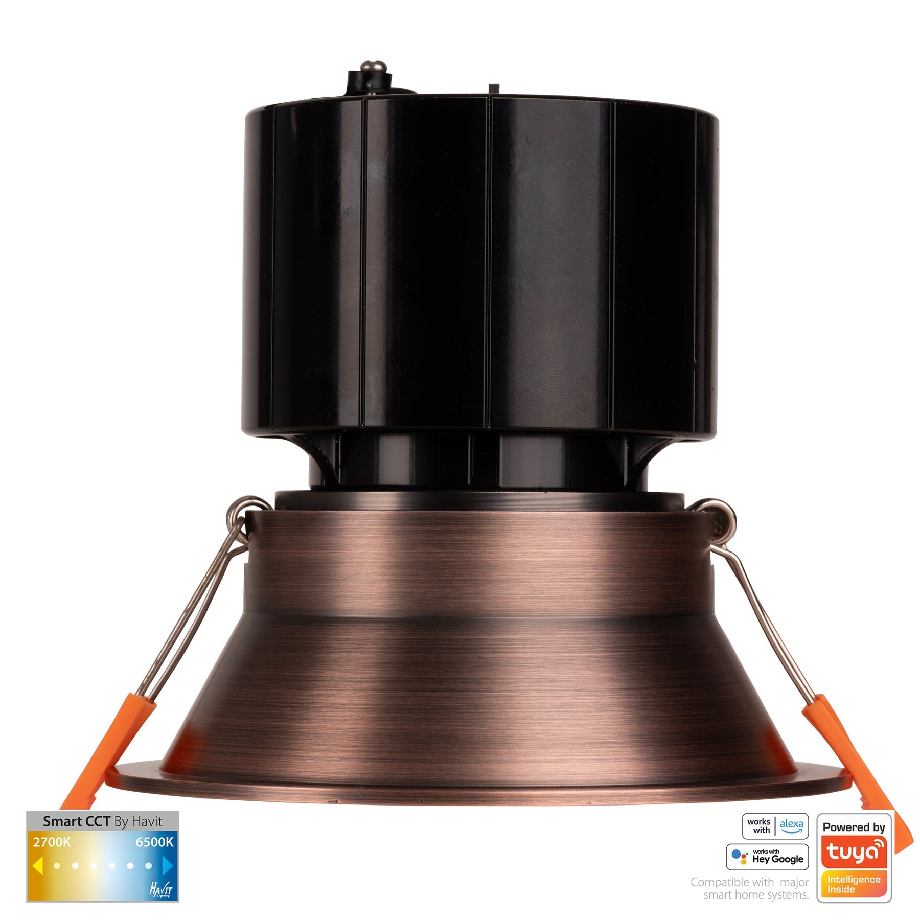 Prime Smart 105mm Aluminium Deep Recessed LED Downlight 240V 12W 2CCT Antique Brass - HV5514CCT-AB