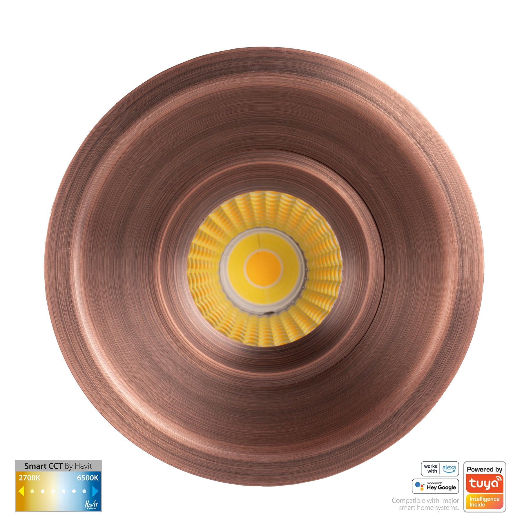 Prime Smart 105mm Aluminium Deep Recessed LED Downlight 240V 12W 2CCT Antique Brass - HV5514CCT-AB