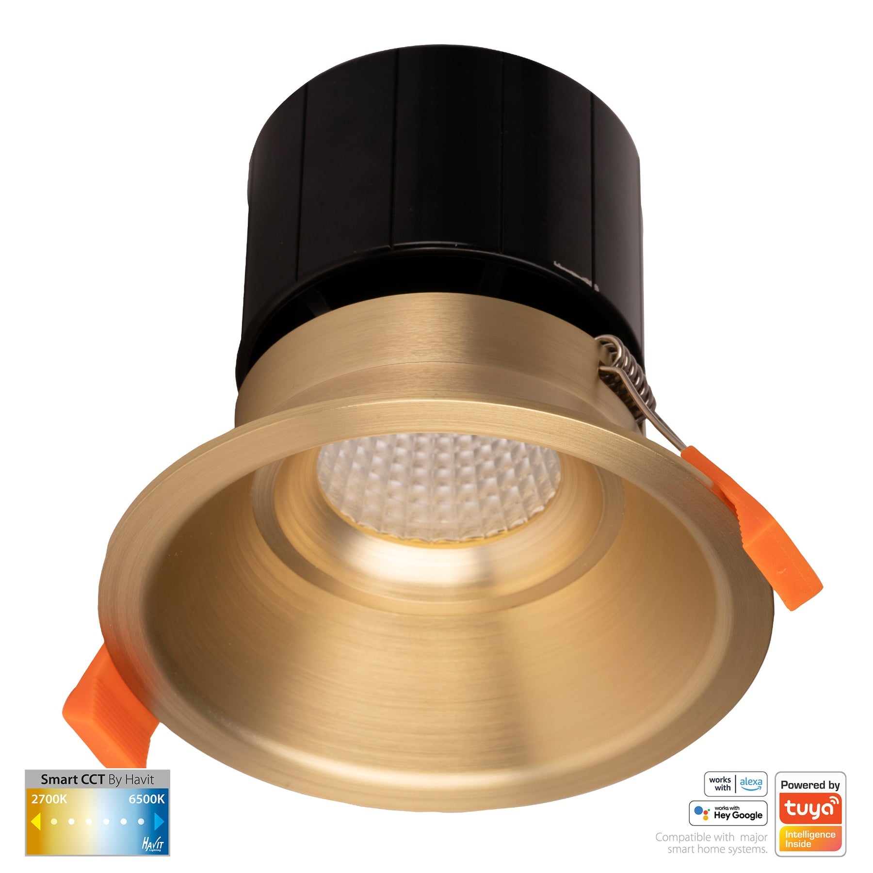 Prime Smart 105mm Aluminium Deep Recessed LED Downlight 240V 12W 2CCT Brass - HV5514CCT-BR