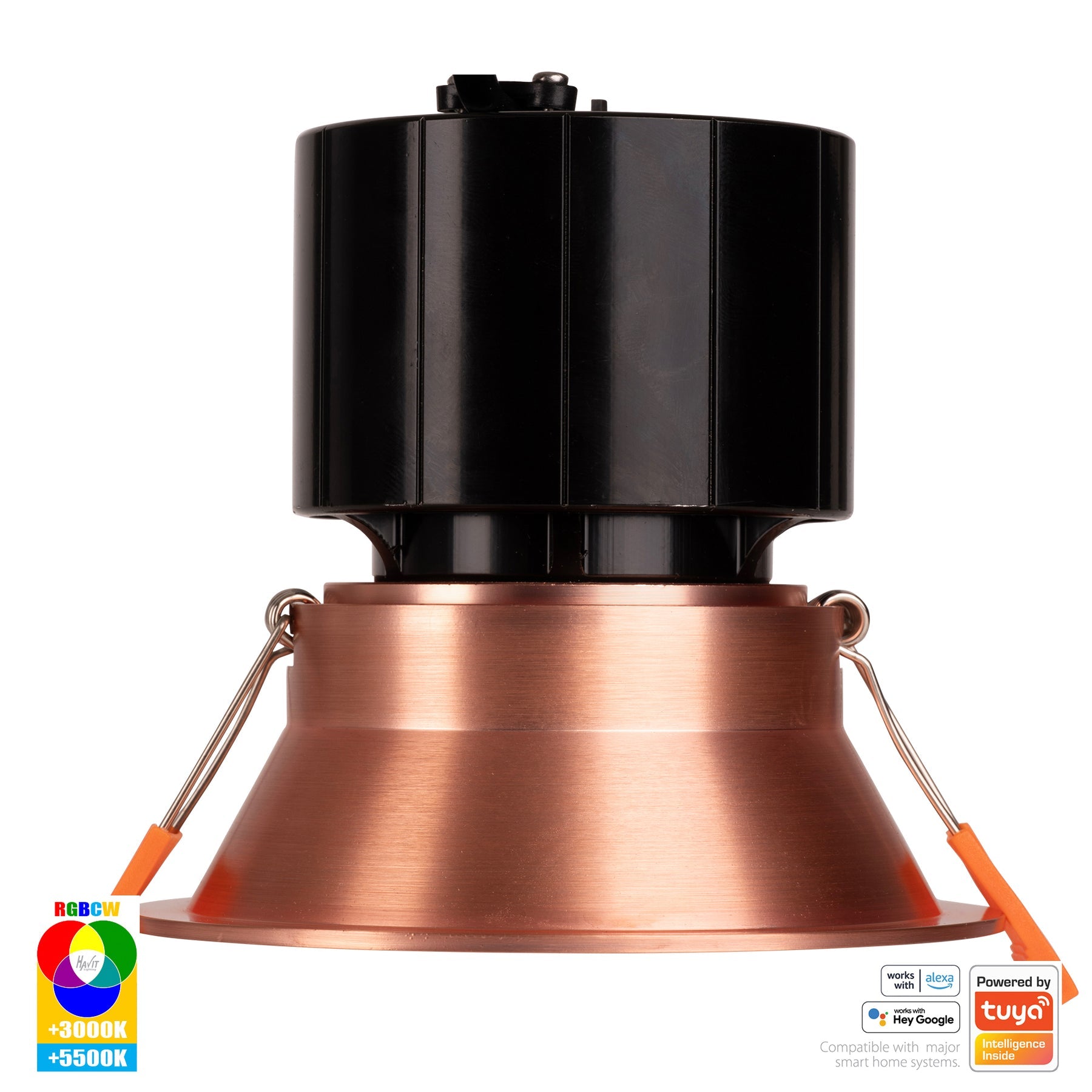Prime Smart Aluminium 105mm Deep Recessed LED Downlight 240V 12W RGBCW Copper - HV5514RGBCW-CP