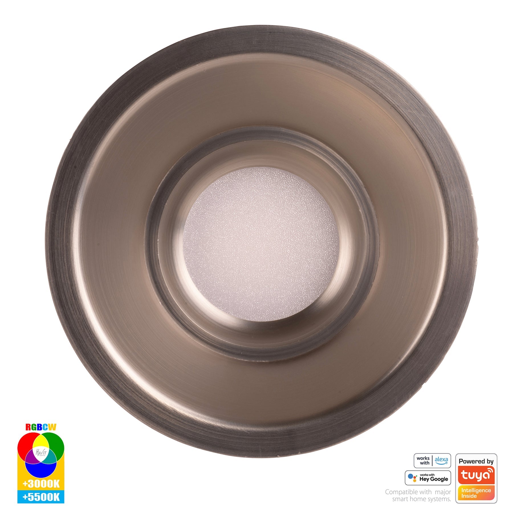 Prime Smart Aluminium 105mm Deep Recessed LED Downlight 240V 12W RGBCW Nickel - HV5514RGBCW-NK