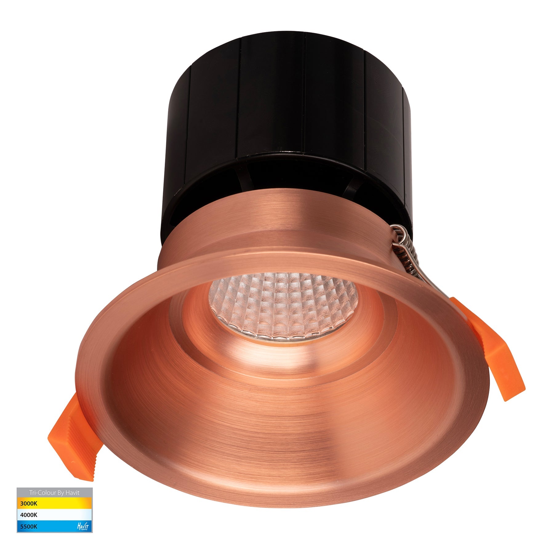 Prime 90mm Fixed Deep LED Downlight 12W Tri Colour Copper - HV5514T-CP