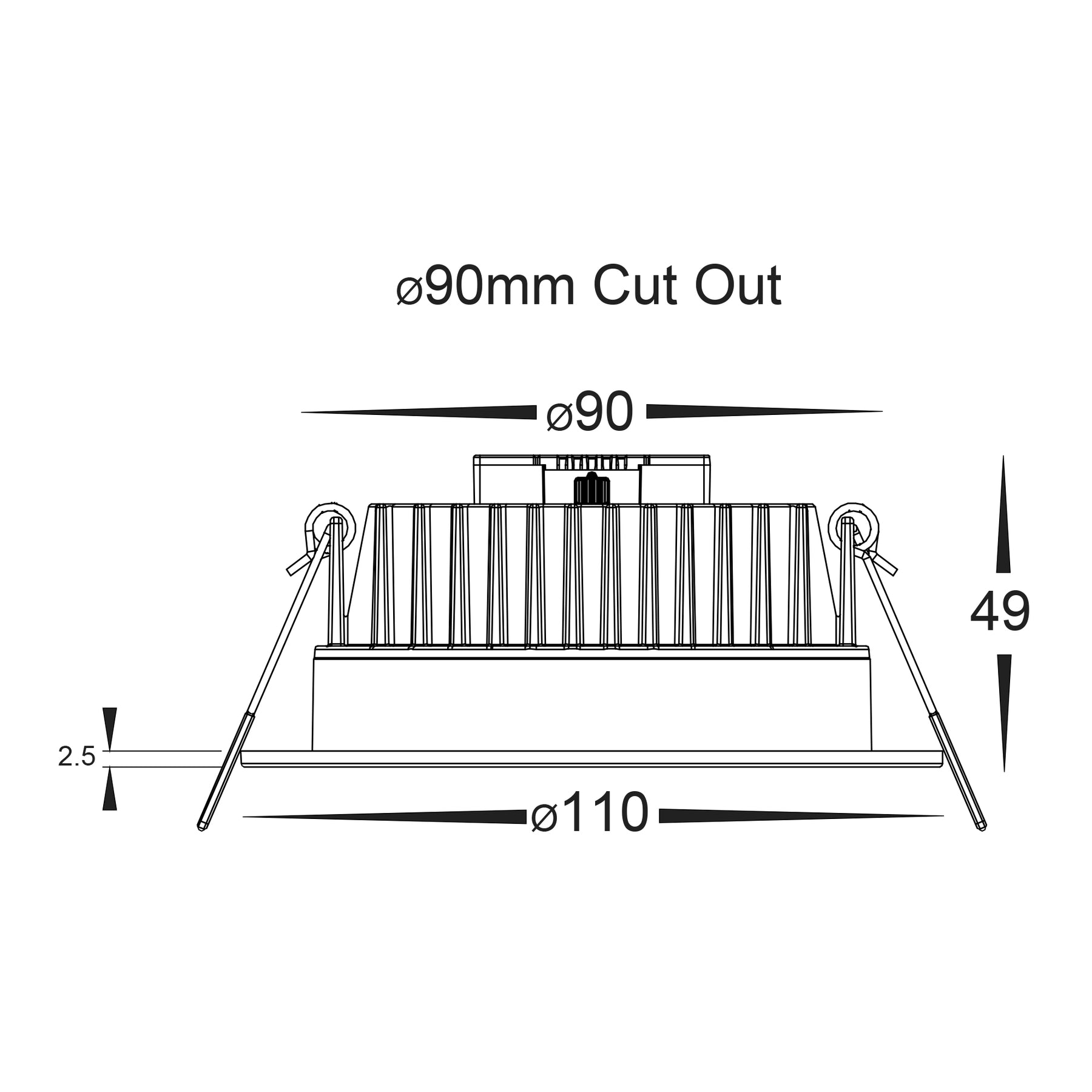 Buy Recessed Downlights Australia Ora Fixed LED Downlight White 5CCT - HV5530T-WHT