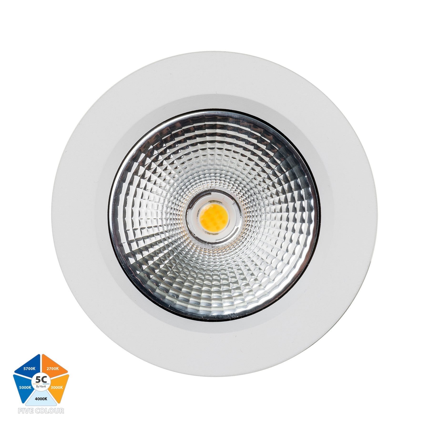 Buy Recessed Downlights Australia Ora Fixed LED Downlight White 5CCT - HV5530T-WHT