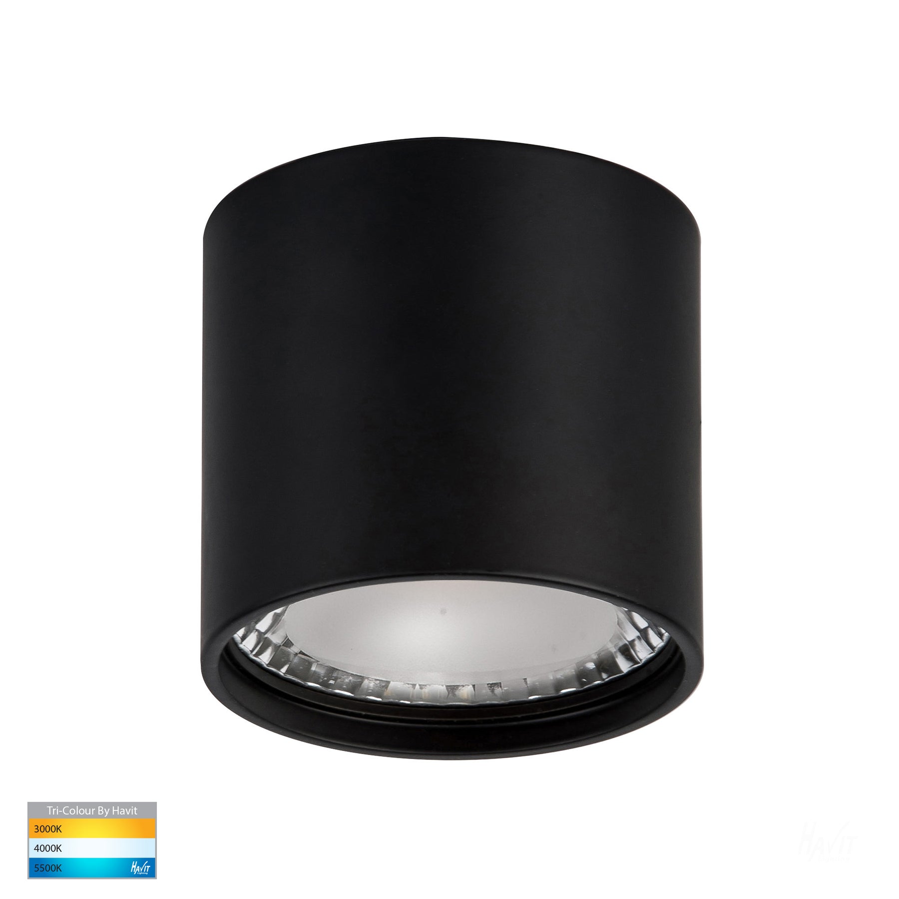 Nella Aluminium LED Surface Mounted Downlight Black 7W 12V TRI Colour - HV5802S-BLK-12V