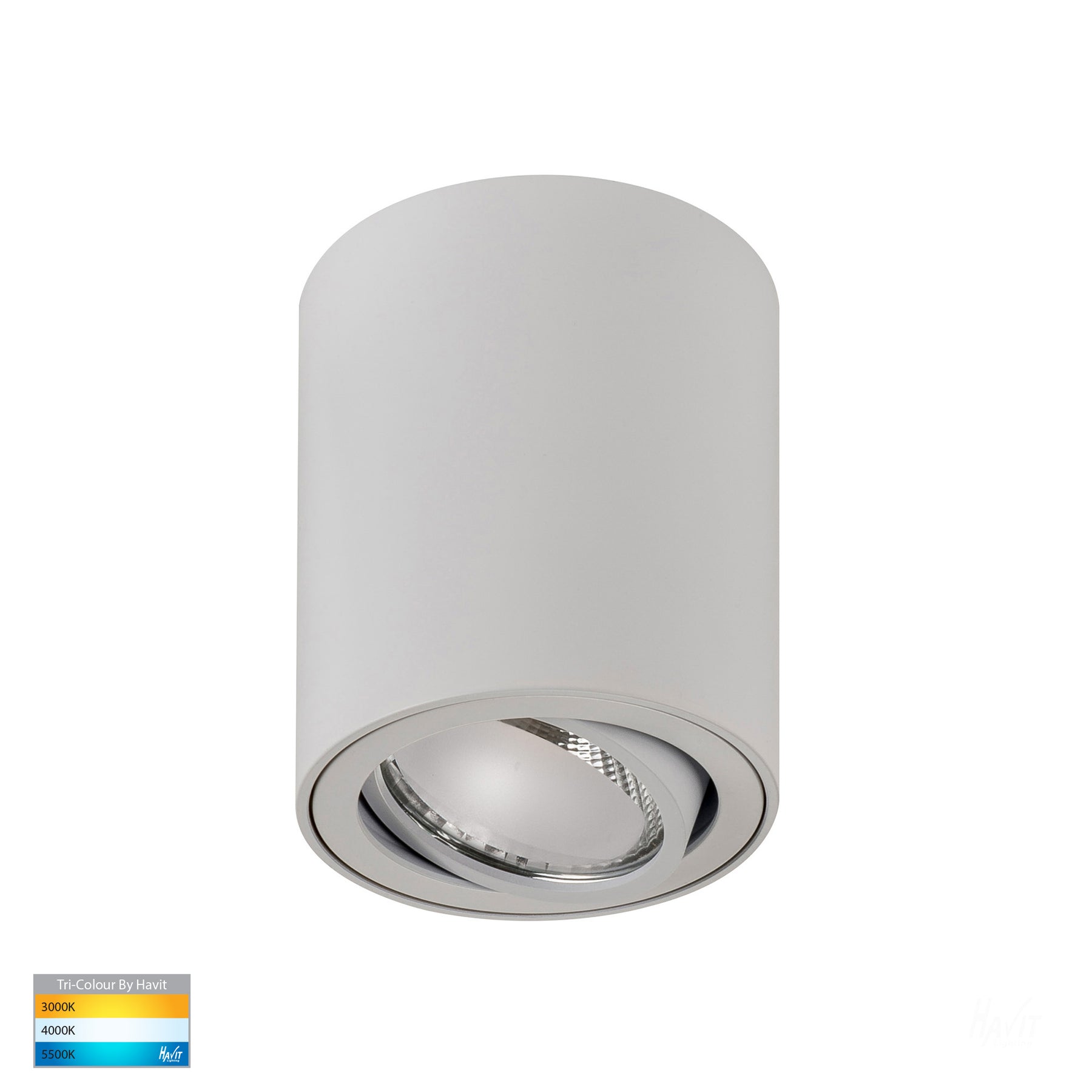 Nella Aluminium Tilt LED Surface Mounted Downlight White 7W 12V TRI Colour - HV5812T-WHT-12V