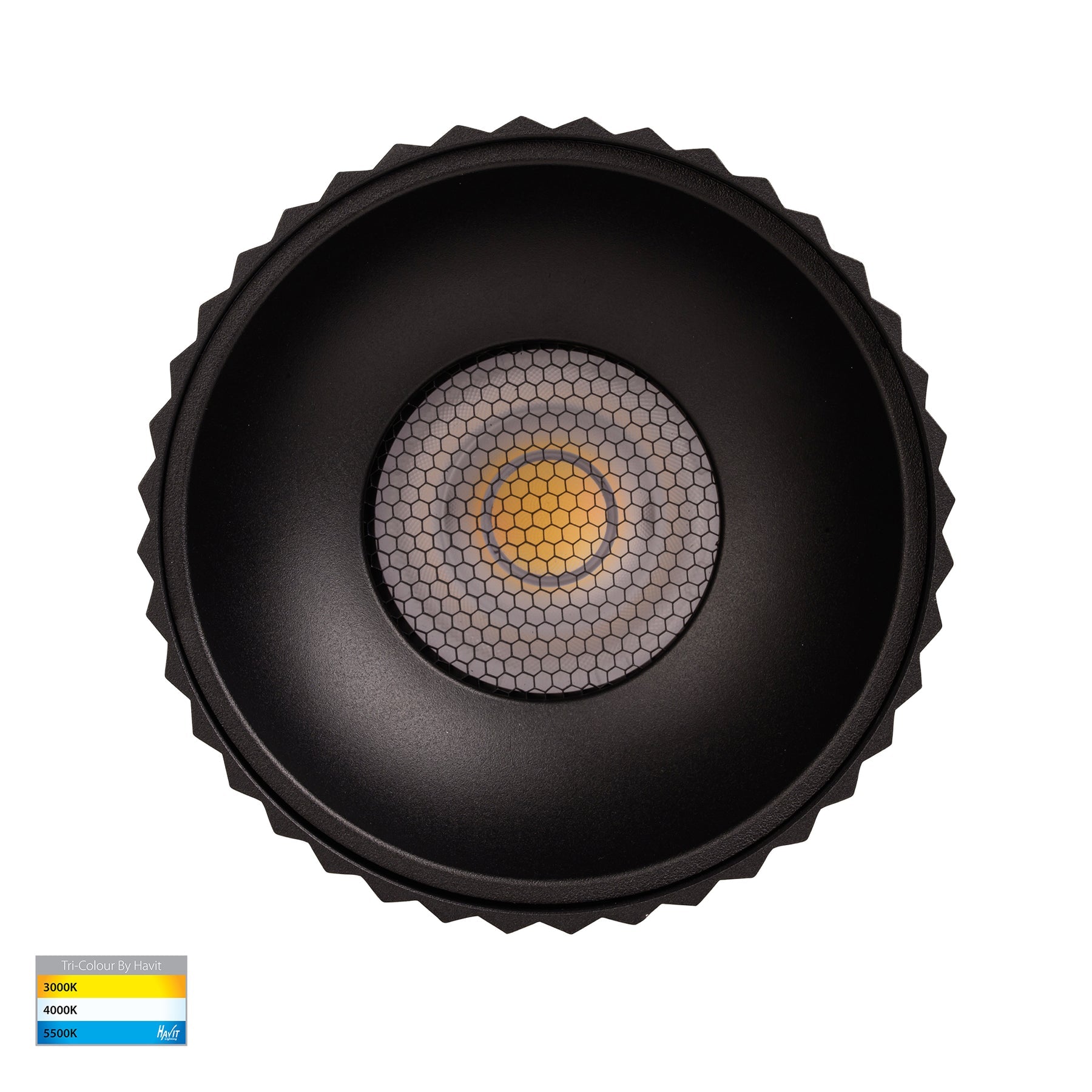 Nella 180mm LED Surface Mounted Round Downlight 12V 24W 5CCT Black - HV5854S-BLK-12V