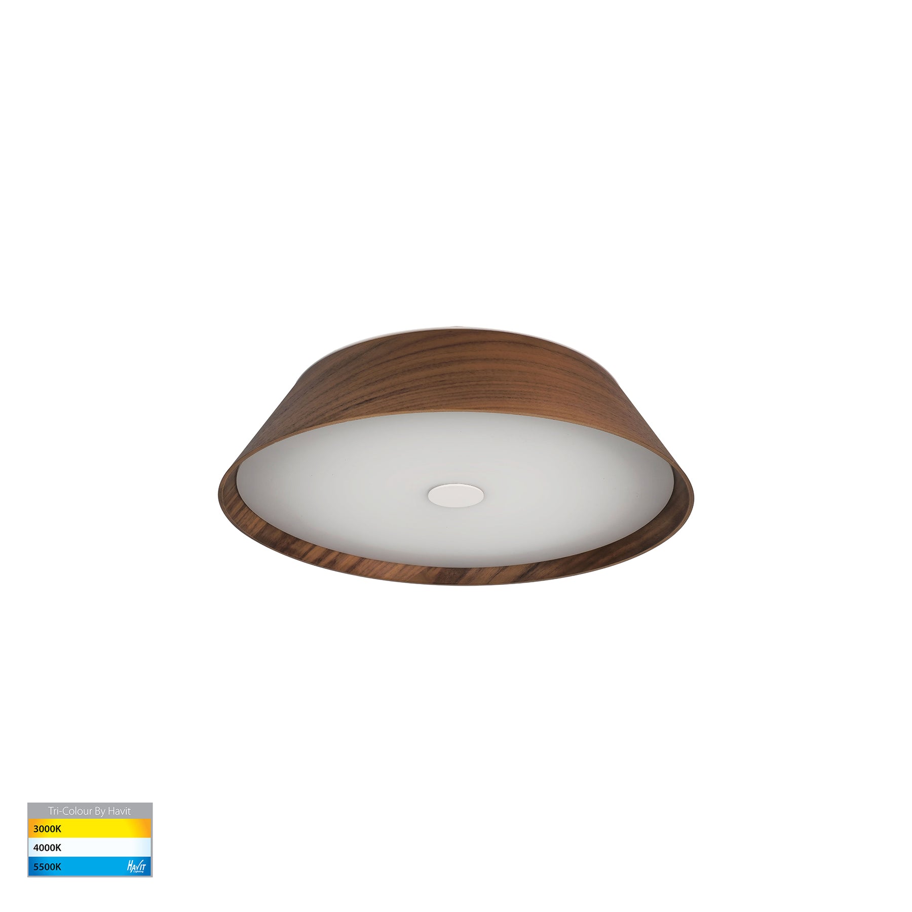 Noyer 330mm LED Oyster Light 25W 3CCT Walnut & White - HV5871T