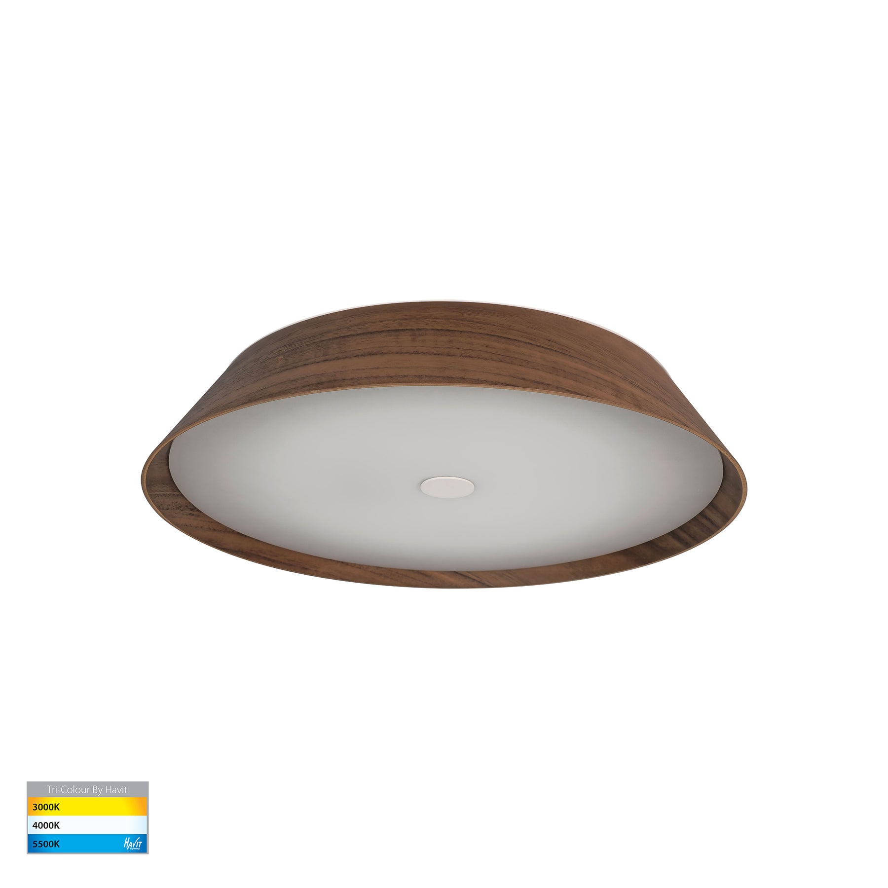 Noyer 420mm LED Oyster Light 35W 3CCT Walnut & White - HV5872T