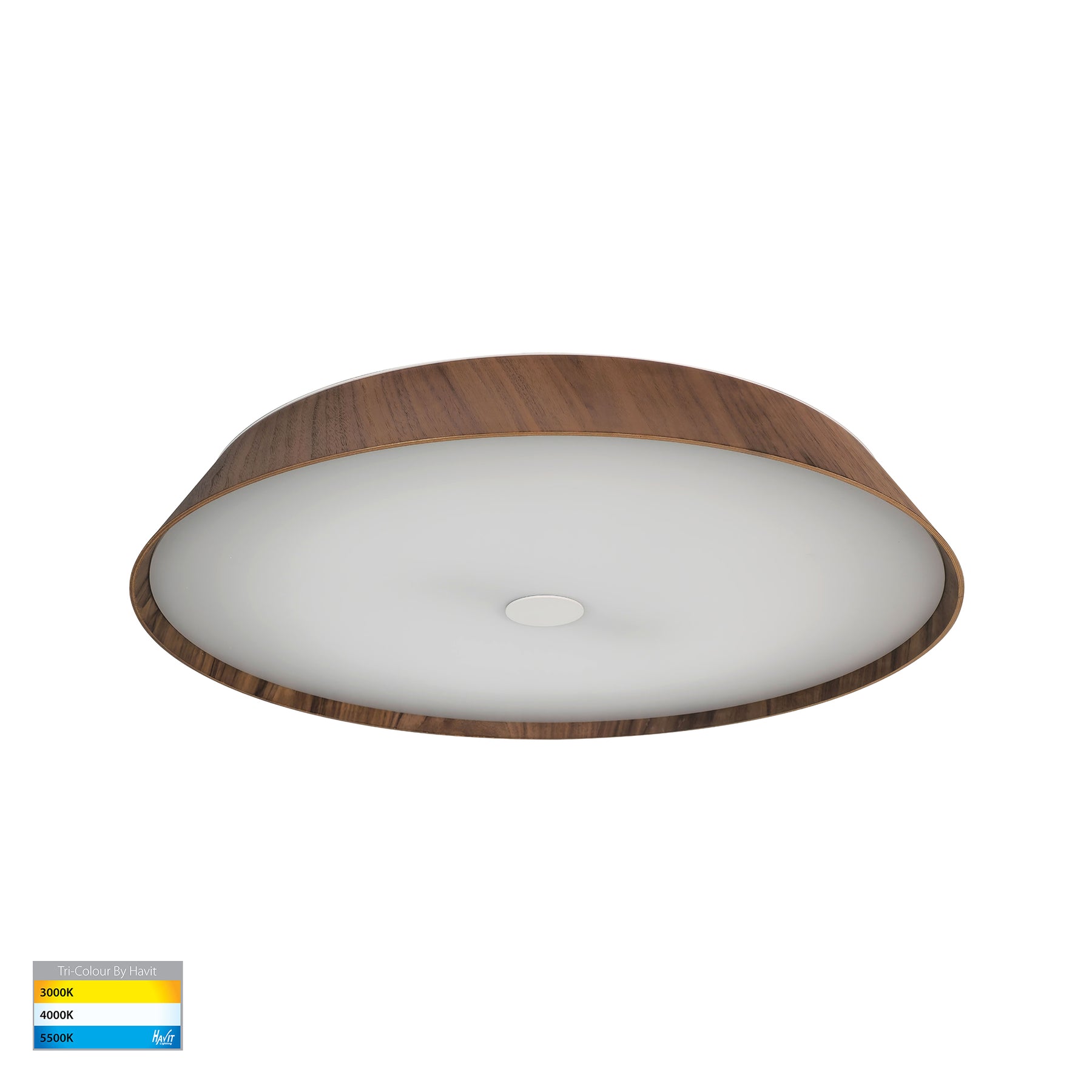 Noyer 610mm LED Oyster Light 50W 3CCT Walnut & White - HV5874T