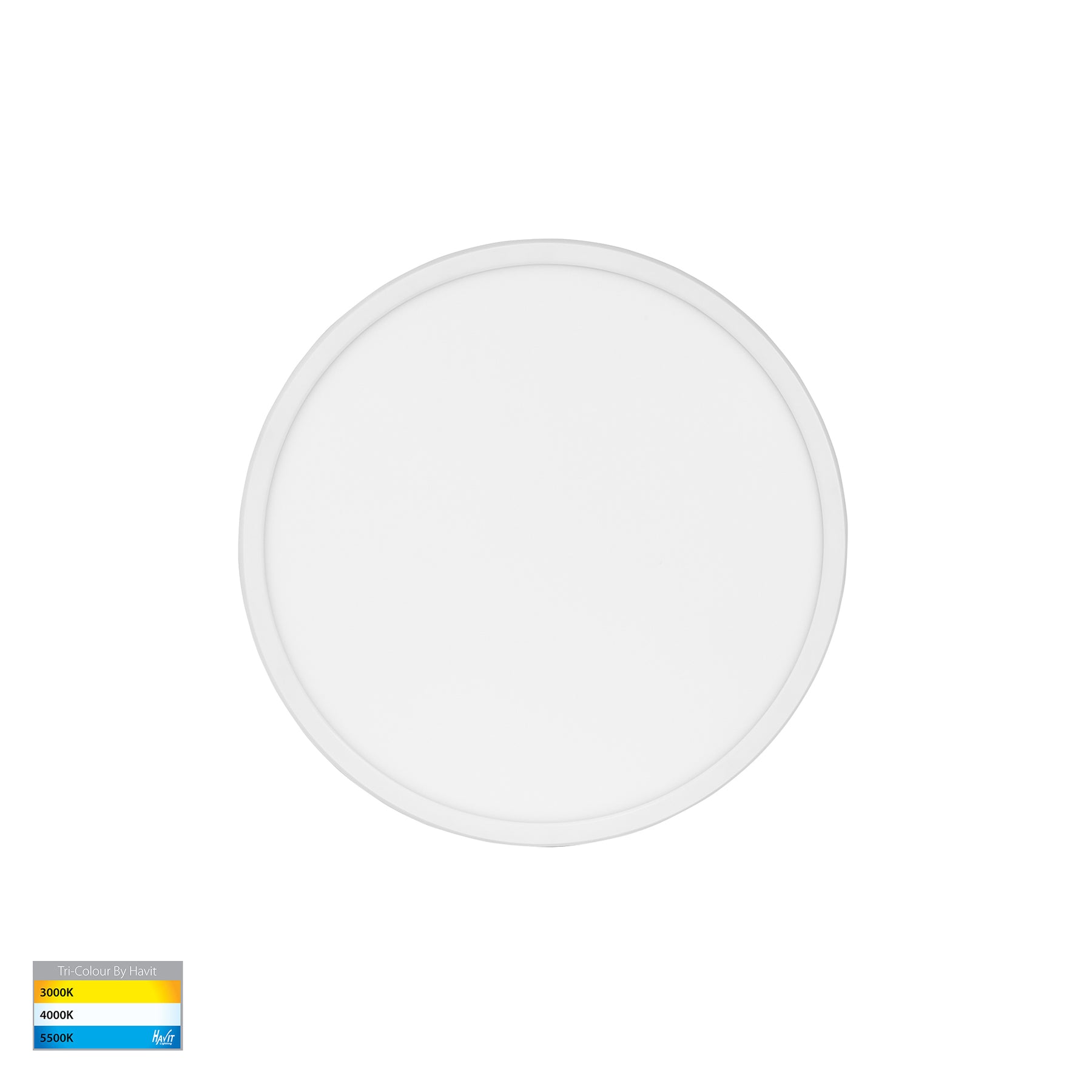 Slim LED Oyster Light 16W Tri Colour White - HV5876T-WHT