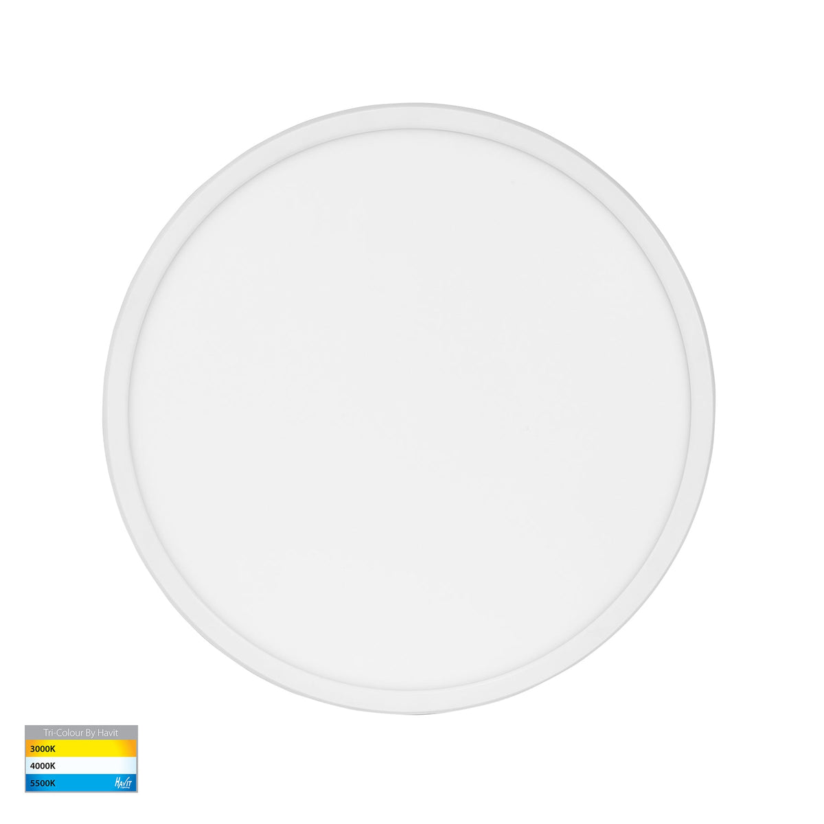 Slim 400mm Surface Mounted Slim Oyster Light 30W Tri Colour White - HV5878T-WHT-MSENS