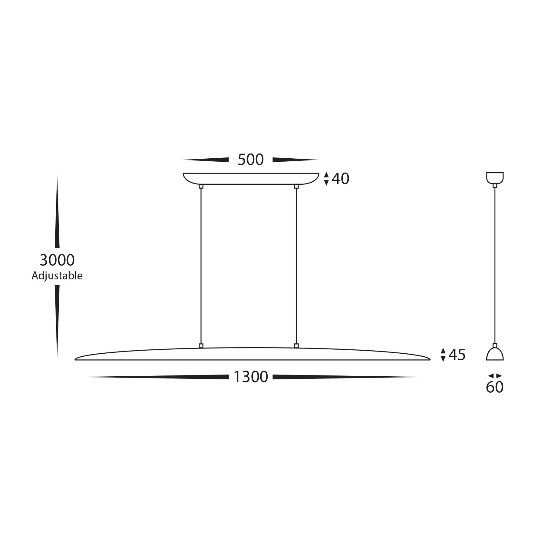 Noce 1300mm Linear LED Pendant Aluminium Black & Walnut 240V 20W TRI Colour - HV6010T