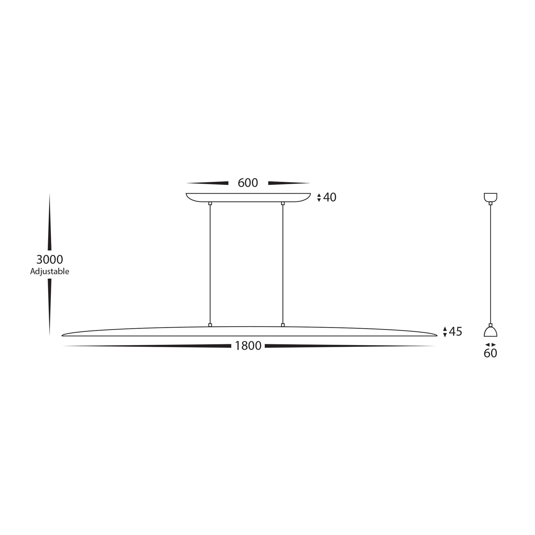 Noce 1800mm Linear LED Pendant Aluminium Black & Walnut 240V 28W TRI Colour - HV6012T
