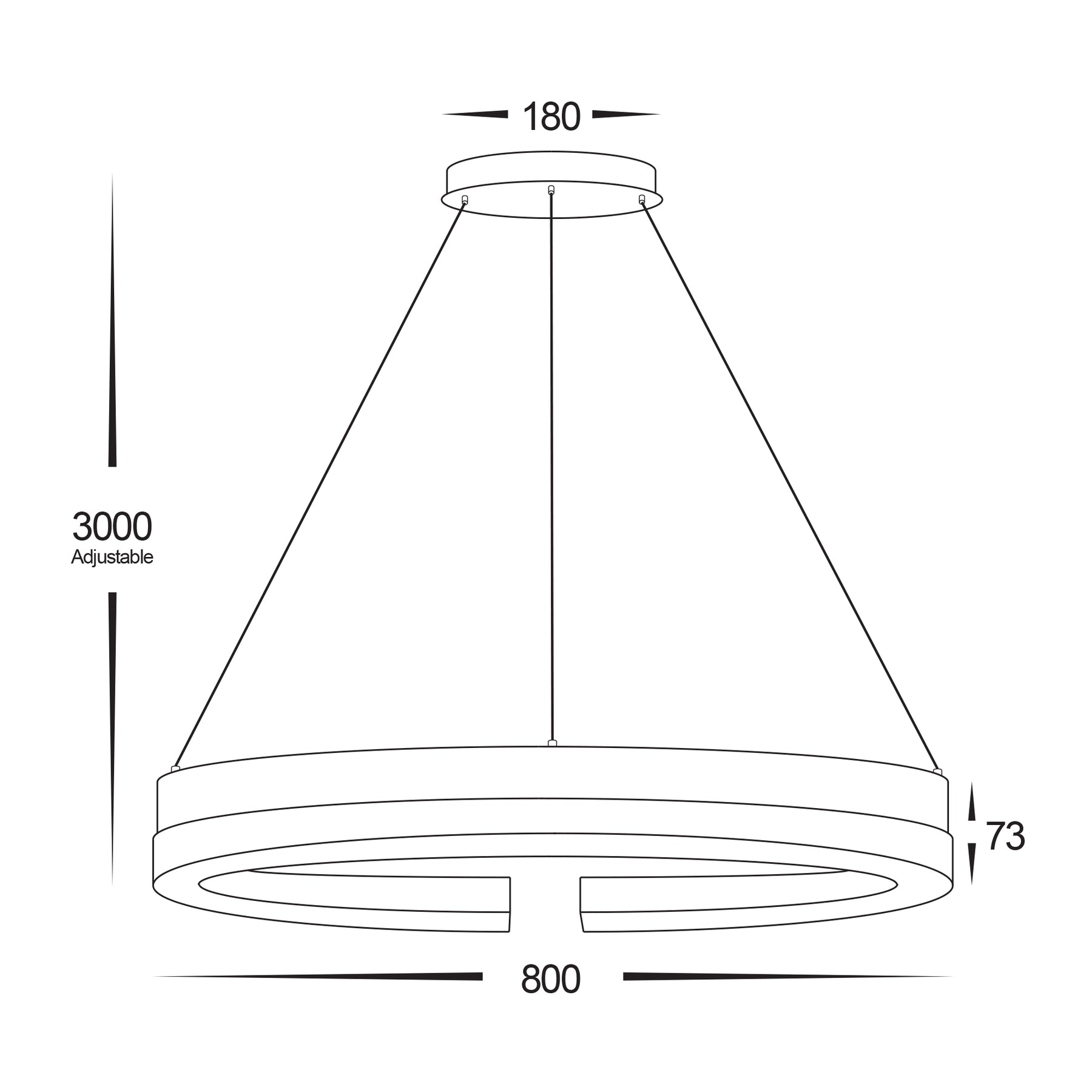Orah 800mm Round LED Pendant Aluminium Black & Walnut 240V 60W TRI Colour - HV6094T