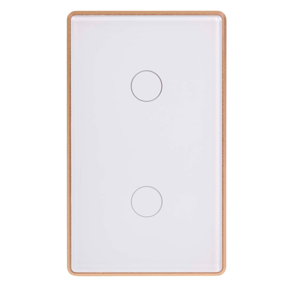 Wifi 2 Gang Trim Wall Switch White With Gold Trim - HV9120-2