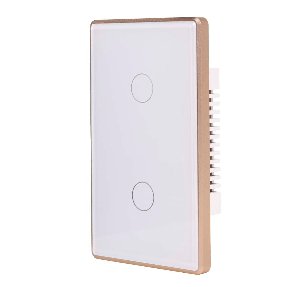 Buy Smart Switches & Plugs Australia Wifi 2 Gang Trim Wall Switch White With Gold Trim - HV9120-2