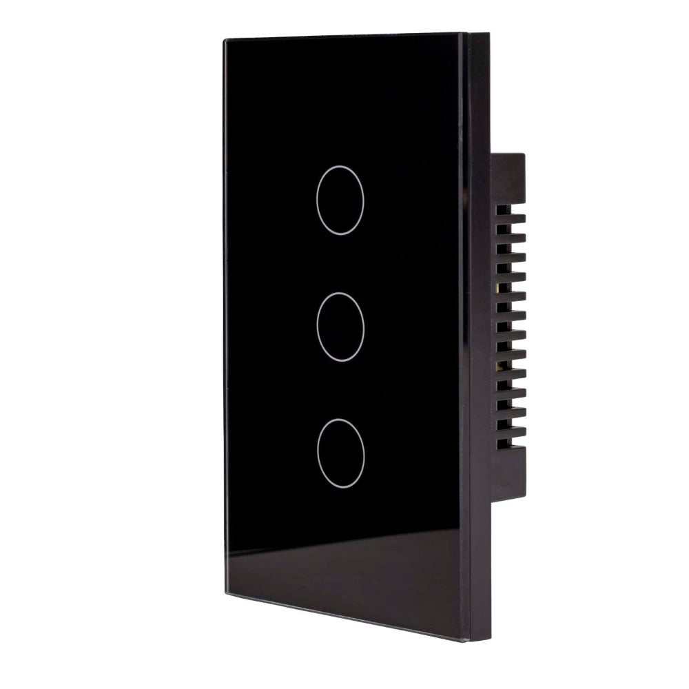 Buy Smart Switches & Plugs Australia Wifi 3 Gang Wall Switch Black - HV9210-3