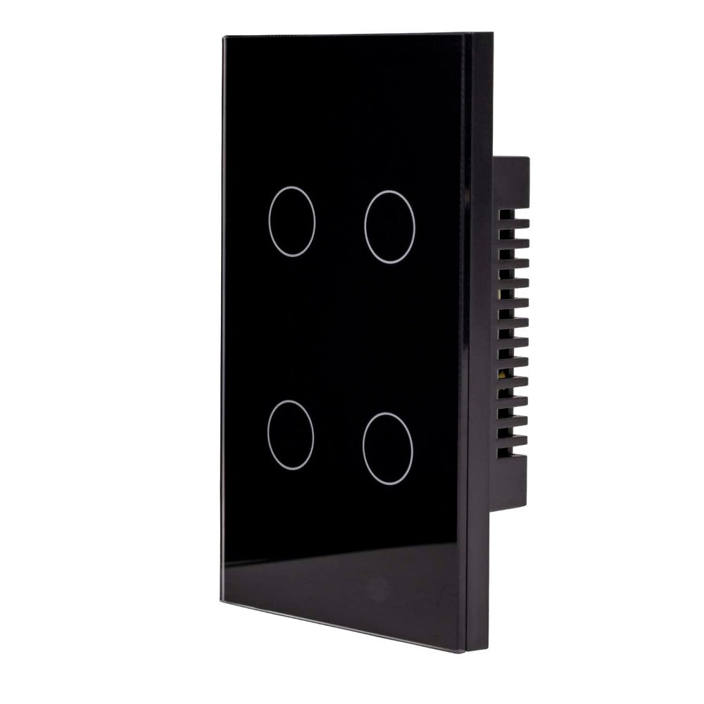 Buy Smart Switches & Plugs Australia Wifi 4 Gang Wall Switch Black - HV9210-4