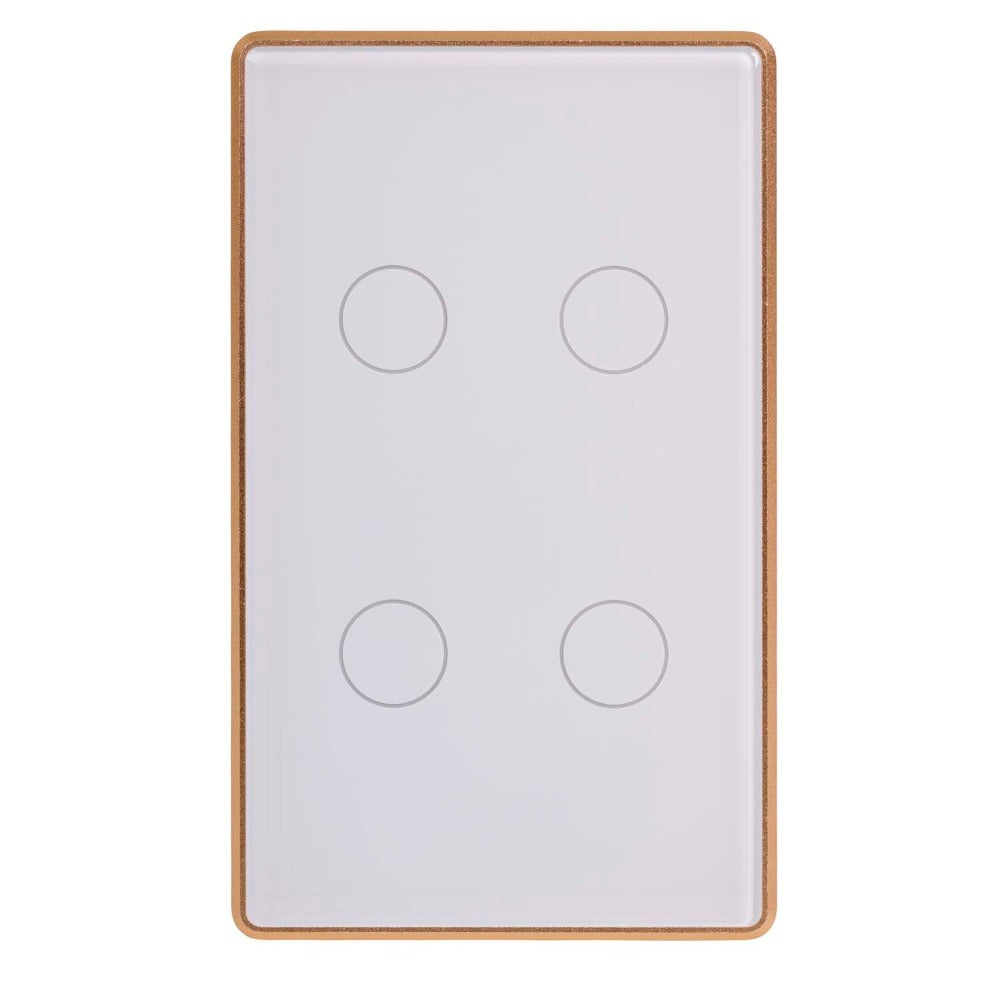 Buy Smart Switches & Plugs Australia Wifi 4 Gang Wall Switch White With Gold Trim - HV9120-4
