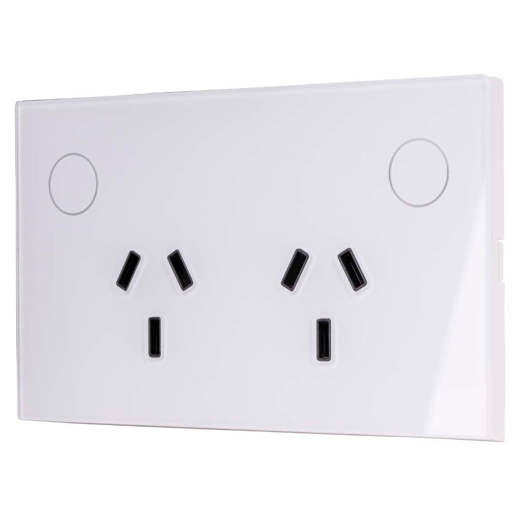 Buy Smart Switches & Plugs Australia Wifi Double Powerpoint White - HV9114