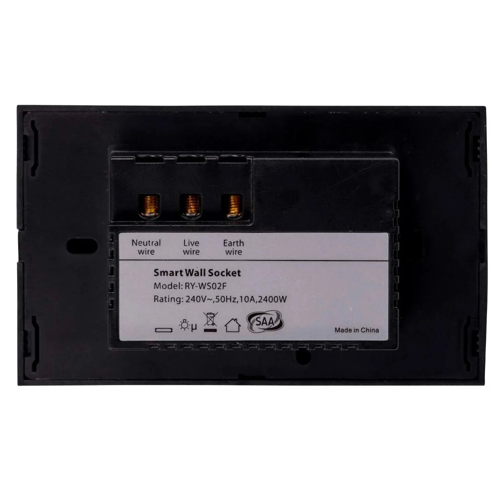 Buy Smart Switches & Plugs Australia Wifi Double Powerpoint Black - HV9214