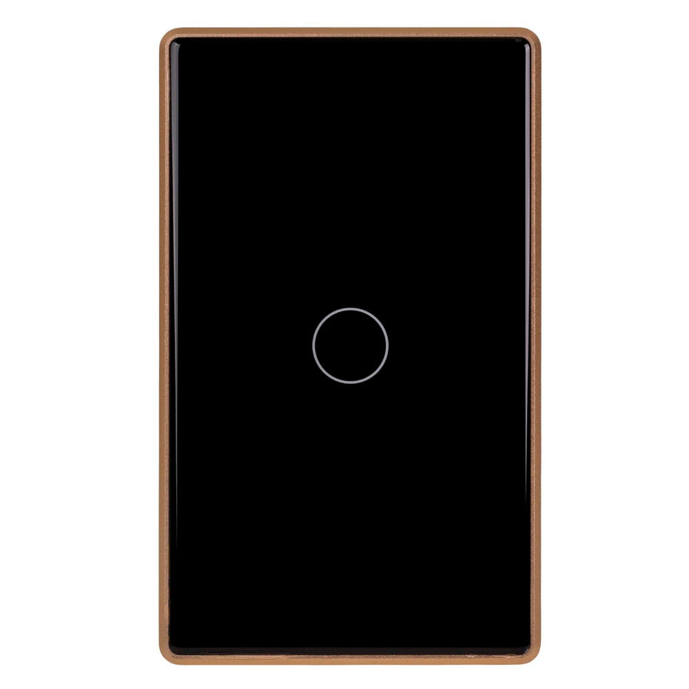 Buy Smart Switches & Plugs Australia Wifi Single Gang Wall Switch Black with Gold Trim - HV9220-1