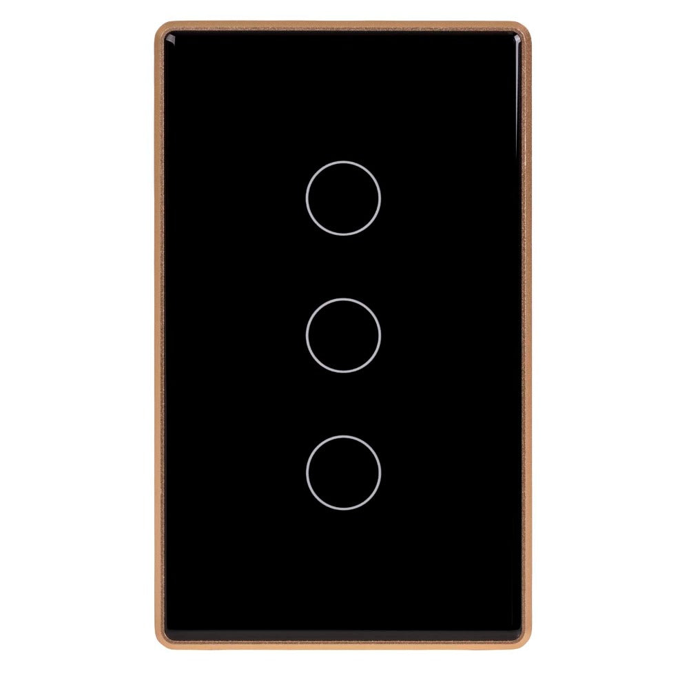 Buy Smart Switches & Plugs Australia Wifi 2 Gang Wall Switch Black with Gold Trim - HV9220-2