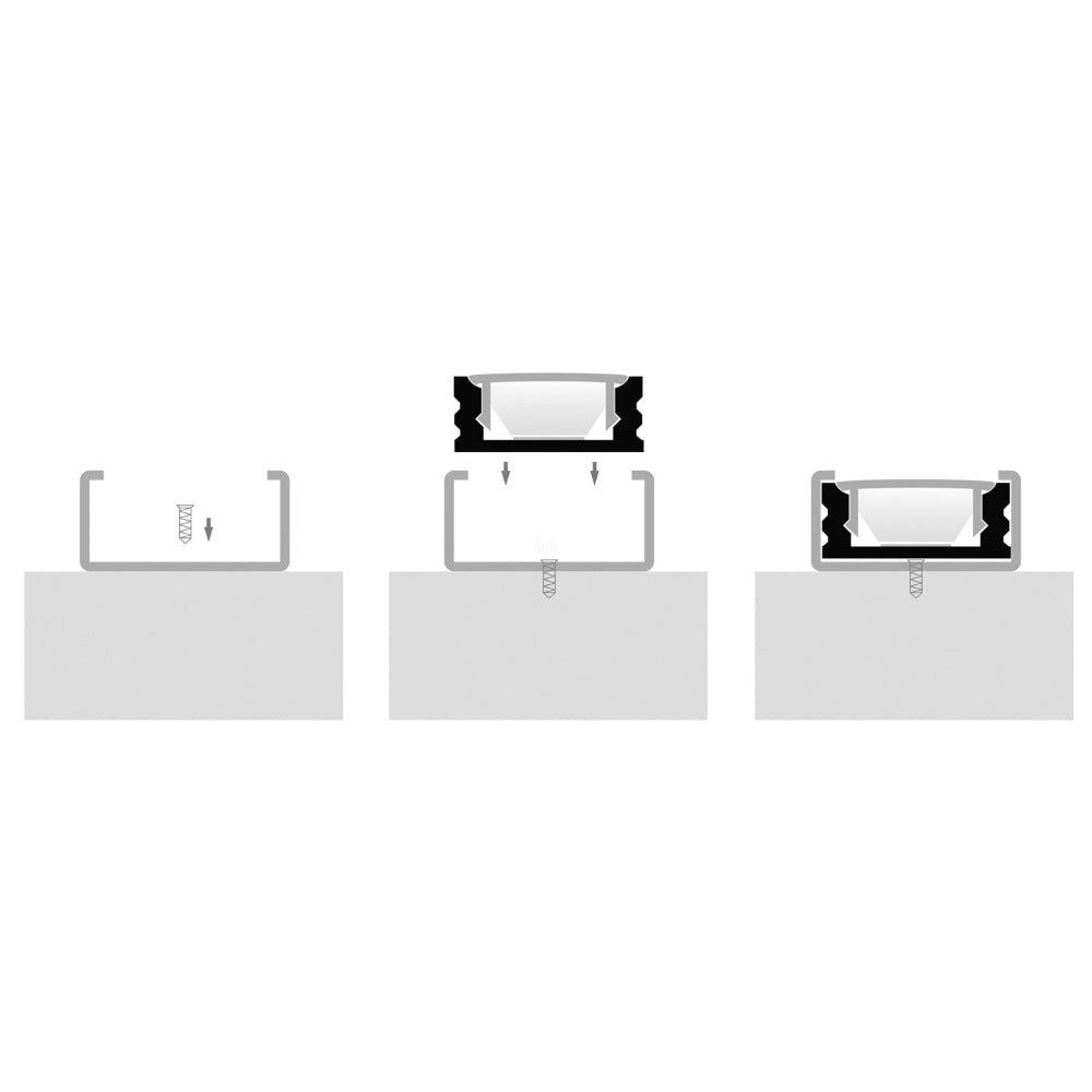 Buy Strip Light Profiles Australia Surface Mounted Square LED Profile 18mm Black - HV9693-1707-BLK