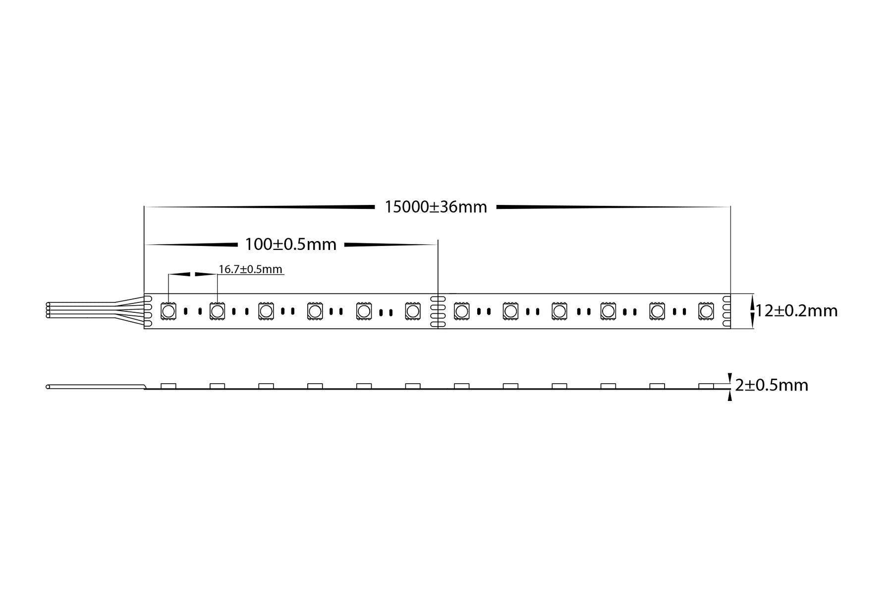 11W 24V DC IP20 Long Run LED Strip RGB 60 Meter - HV9753-IP20-60-RGB
