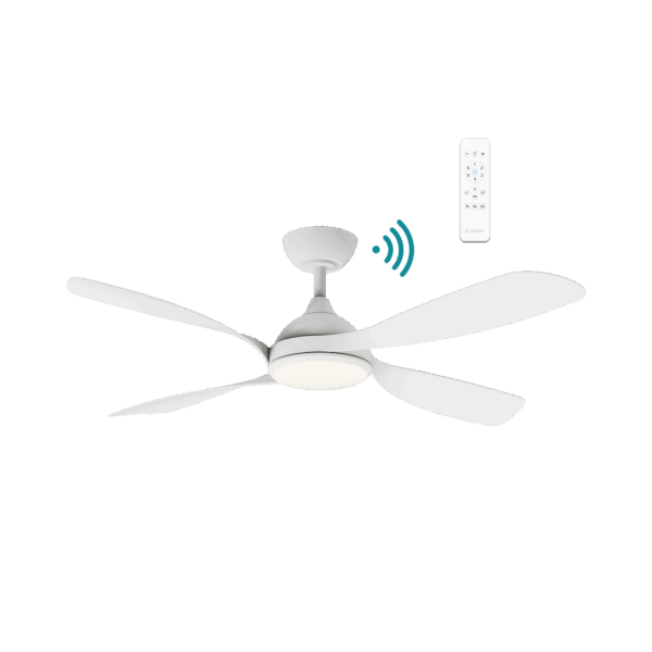 Hampton DC Ceiling Fan With LED Light 52" 4 Blade Matt White With WIFI Remote - MHDC1343W